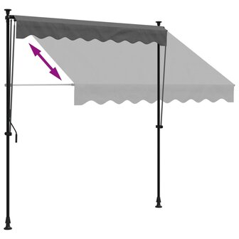 Luifel uittrekbaar 200x150 cm stof en staal antracietkleurig 6
