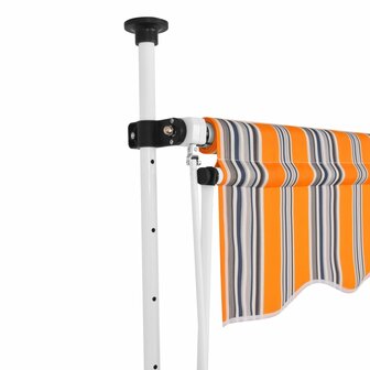 Luifel handmatig uittrekbaar 250 cm geel en blauwe strepen 2