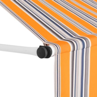 Luifel handmatig uittrekbaar 250 cm geel en blauwe strepen 3