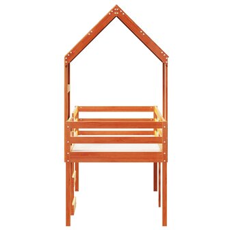 Hoogslaper met dak massief grenenhout wasbruin 90x190 cm 7