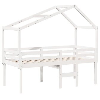 Hoogslaper met dak massief grenenhout wit 80x200 cm 3