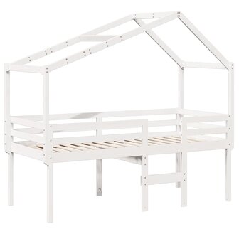 Hoogslaper met dak massief grenenhout wit 90x190 cm 3