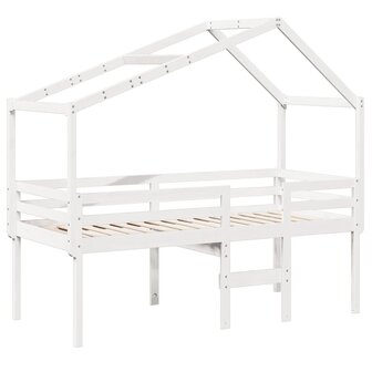 Hoogslaper met dak massief grenenhout wit 75x190 cm 3