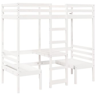 Hoogslaper met bureau en stoelen grenenhout wit 90x200cm 2
