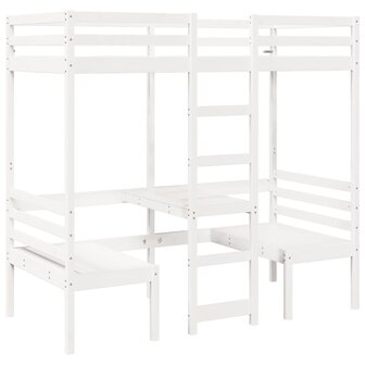 Hoogslaper met bureau en stoelen grenenhout wit 90x190 cm 2
