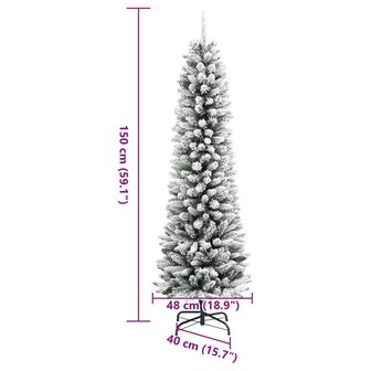 Kunstkerstboom met sneeuw smal 150 cm PVC en PE 8