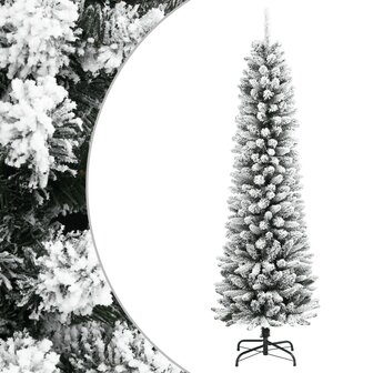 Kunstkerstboom met sneeuw smal 240 cm PVC en PE 1