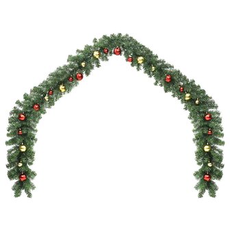Kerstslinger versierd met kerstballen en LED-lampjes 20 m 2