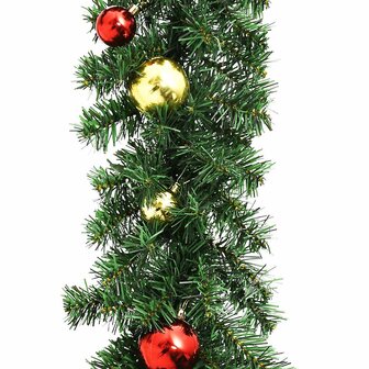 Kerstslinger versierd met kerstballen en LED-lampjes 20 m 4