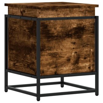 Opbergbox met deksel 40x40x51,5 cm bewerkt hout gerookt eiken 6