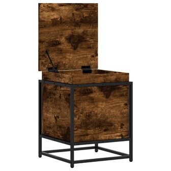 Opbergbox met deksel 40x40x51,5 cm bewerkt hout gerookt eiken 7
