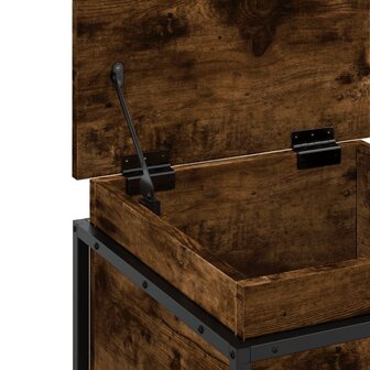 Opbergbox met deksel 40x40x51,5 cm bewerkt hout gerookt eiken 8