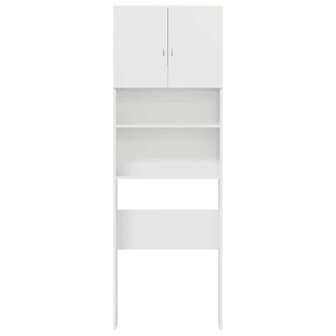 Wasmachinekast 64x24x190 cm bewerkt hout hoogglans wit 5