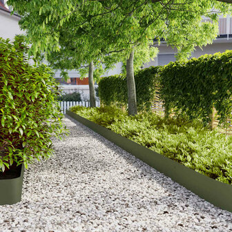 Gazonranden 30 st 20x103 cm koudgewalst staal olijfgroen 1