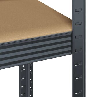 Opbergrek 5-laags staal &amp; bewerkt hout antracietkleurig 9