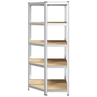 Hoekrek 5-laags staal en bewerkt hout zilverkleurig 4