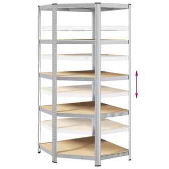 Hoekrek 5-laags staal en bewerkt hout zilverkleurig 8