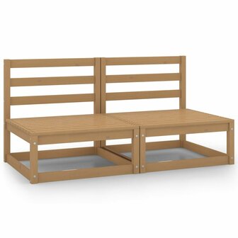 Tuinmiddenbanken 2 st massief grenenhout honingbruin 1