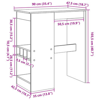 Bartafel met rekken 90x47,5x103,5 cm bewerkt hout sonoma eiken 9
