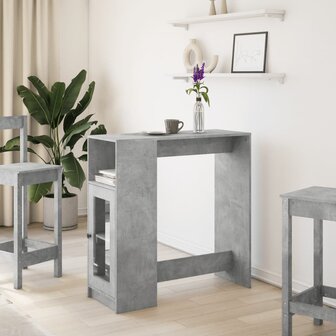 Bartafel met rekken 101x40x103,5 cm bewerkt hout betongrijs 3