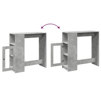 Bartafel met rekken 101x40x103,5 cm bewerkt hout betongrijs 8