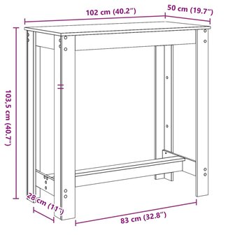 Bartafel 102x50x103,5 cm bewerkt hout gerookt eikenkleurig 9