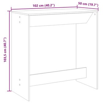 Bartafel 102x50x103,5 cm bewerkt hout betongrijs 9