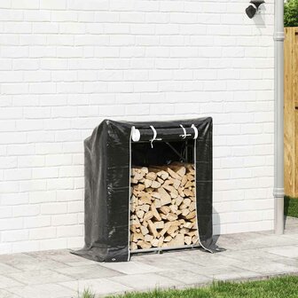 Haardhoutrek met regenhoes 100,5x40,5x110,5 cm staal 3