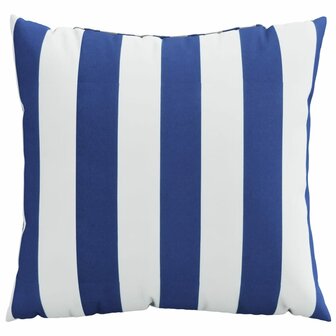 Sierkussens 4 st gestreept 50x50 cm stof blauw en wit 3