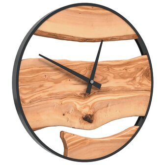 Wandklok &Oslash;35 cm ijzer en olijfhout bruin 3