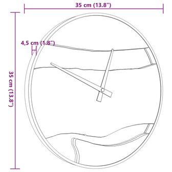 Wandklok &Oslash;35 cm ijzer en olijfhout bruin 7