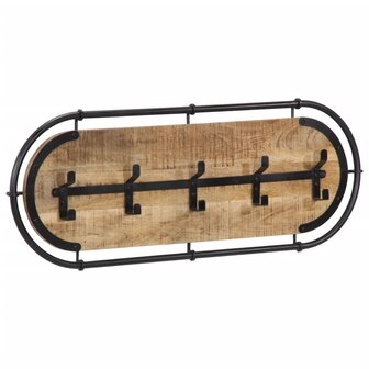 Wandkapstok met 5 haken massief ruw mangohout 1