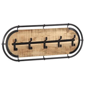 Wandkapstok met 5 haken massief ruw mangohout 2