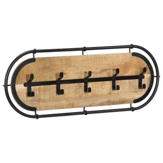 Wandkapstok met 5 haken massief ruw mangohout 3