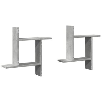 Wandschappen 2 st 50x12x50 cm bewerkt hout betongrijs 6