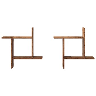 Wandschappen 2 st 50x12x50 cm bewerkt hout oud houtkleurig 4