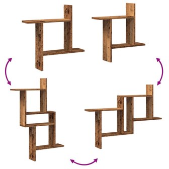 Wandschappen 2 st 50x12x50 cm bewerkt hout oud houtkleurig 7