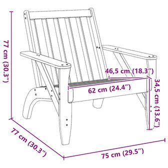 Tuinstoel Adirondack 75x77x77 cm ge&iuml;mpregneerd hout 9