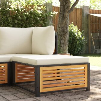 Tuinvoetenbank met kussen 68x68x30 cm massief acaciahout 1