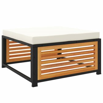 Tuinvoetenbank met kussen 68x68x30 cm massief acaciahout 2