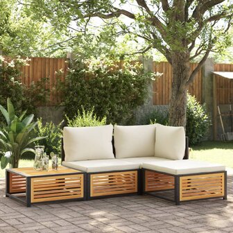 Tuinvoetenbank met kussen 68x68x30 cm massief acaciahout 3
