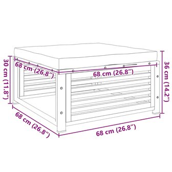 Tuinvoetenbank met kussen 68x68x30 cm massief acaciahout 9
