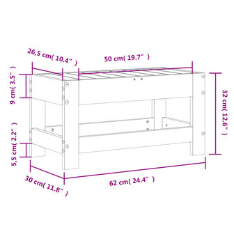 Tuinvoetenbank 62x30x32 cm massief douglashout 9