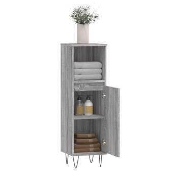 Badkamerkast 30x30x100 cm bewerkt hout grijs sonoma eikenkleur 4