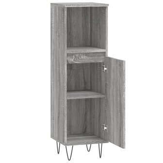 Badkamerkast 30x30x100 cm bewerkt hout grijs sonoma eikenkleur 6
