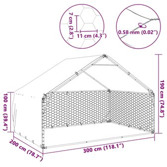 Hondenkennel buiten met deksel 3x2x1,9 m gegalvaniseerd staal 7