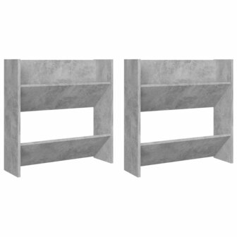 Wandschoenenkasten 2 st 60x18x60 cm spaanplaat betongrijs 2