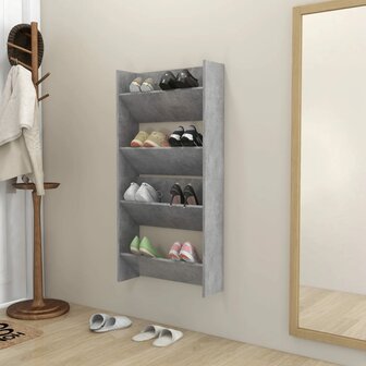 Wandschoenenkasten 2 st 60x18x60 cm spaanplaat betongrijs 3