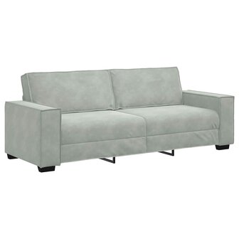Driezitsbank 180 cm fluweel lichtgrijs 2