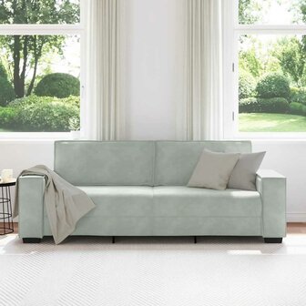 Driezitsbank 180 cm fluweel lichtgrijs 3